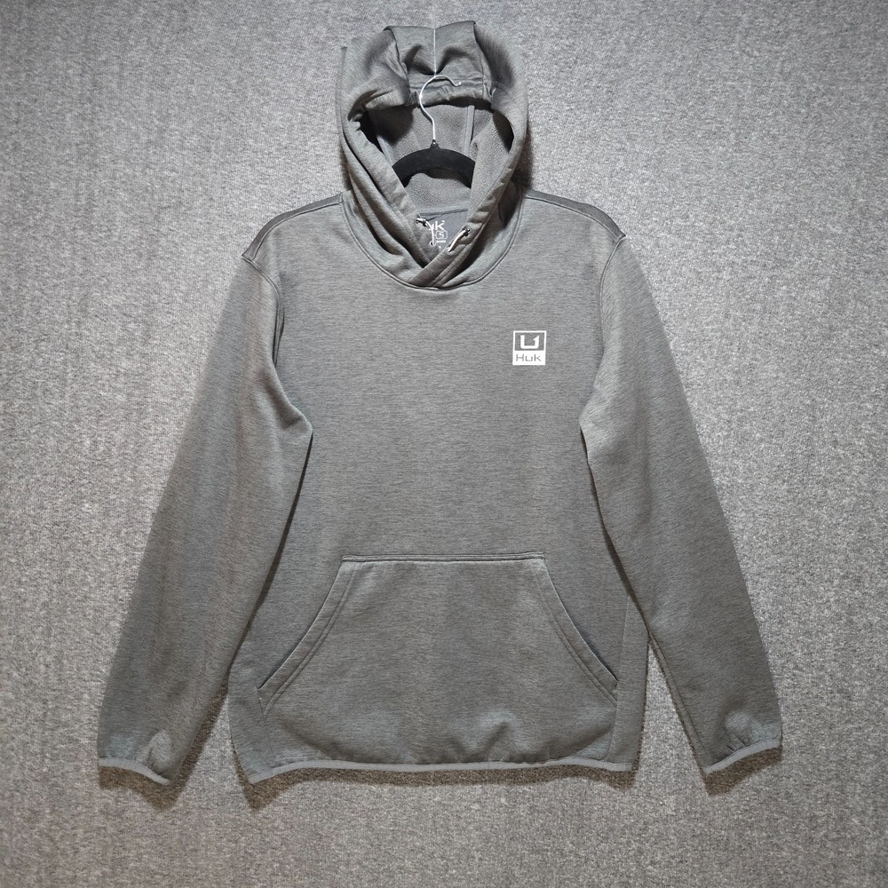 HUK Men's Size S Performance Hooded Fleece Pullover Rainproof Hoodie‎ Gray